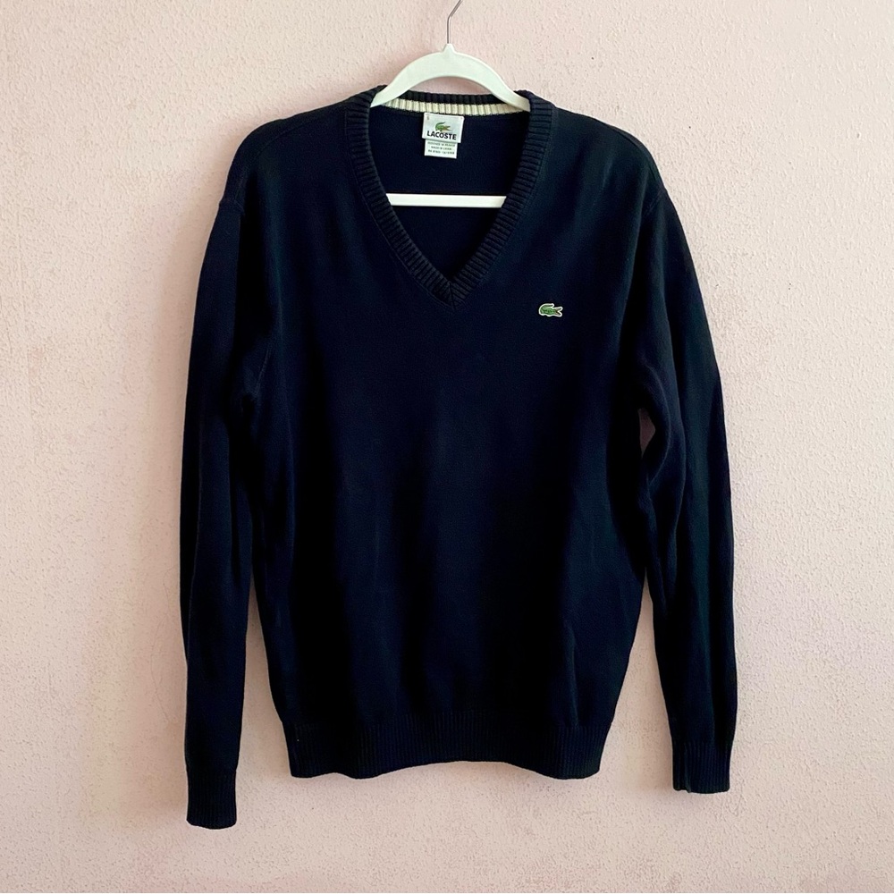 Lacoste Minimal Elevated 100% Cotton V-Neck Casual Timeless Pullover Sweater